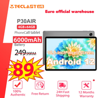 TECLAST P30Air Android 12  Tablet 10.1 Inch 1920x1200 IPS 4GB RAM 64GB ROM MT6762 8 Cores GPS Type-C 6000mAh Support Micro SD