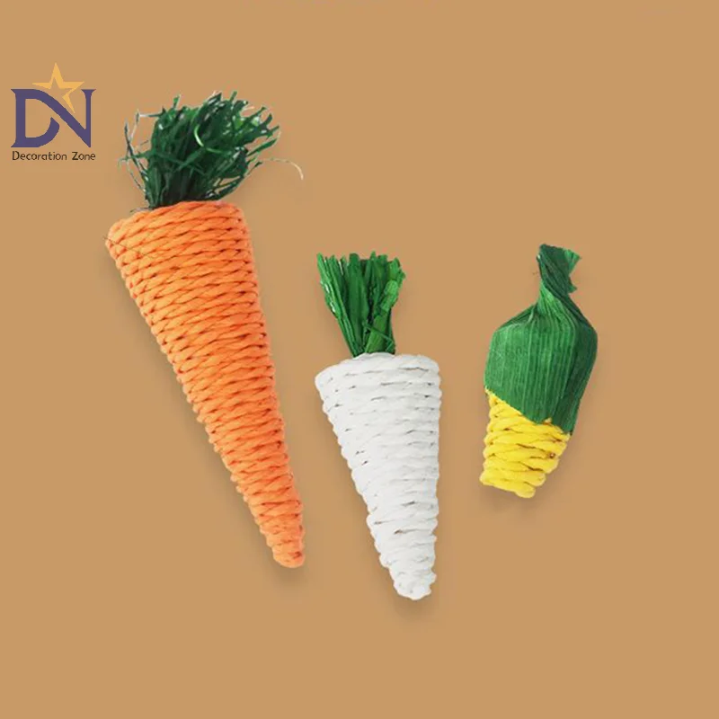 Hamster Rabbit Chew Toy Bite Grind Teeth Corn Carrot Woven Balls Tooth Cleaning