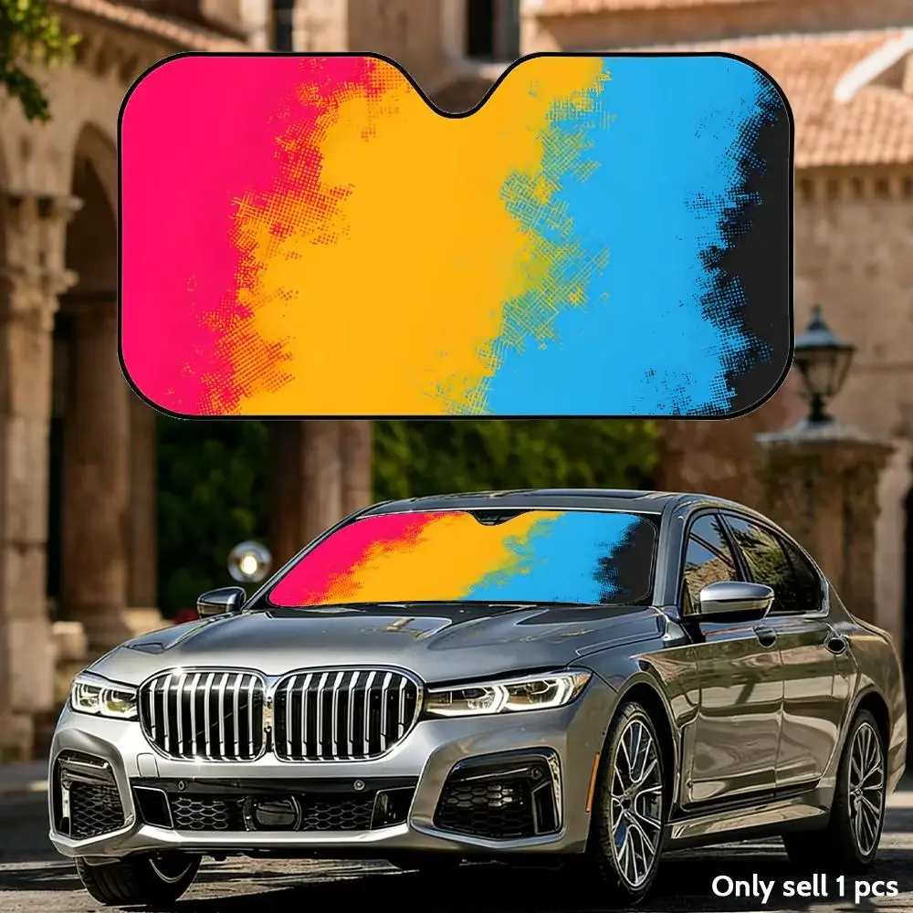 

Colorful Abstract Halftone Sun Visor Aluminum Foil Windshield UV Protection Heat Insulation Cover Foldable Sun Visor Shade