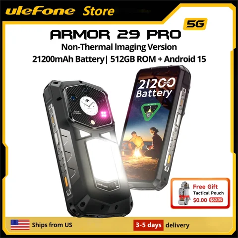 Ulefone Armor 29 Pro 5G AI teléfono resistente 6,67 "120Hz hasta 32GB RAM 512GB ROM 21200mAh 120W 64MP teléfono móvil de visión nocturna
