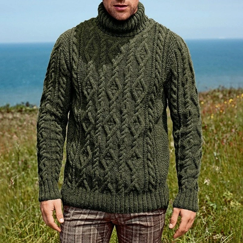 

Fashion European and American sweaters men's high neck knitted sweaters men's new plus size knitted sweaters