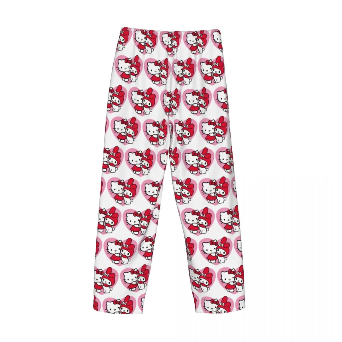 Custom Cartoon Anime Hello Kitty Pajama Pants Sleepwear Men Elastic Waistband Sleep Lounge Bottoms with Pockets