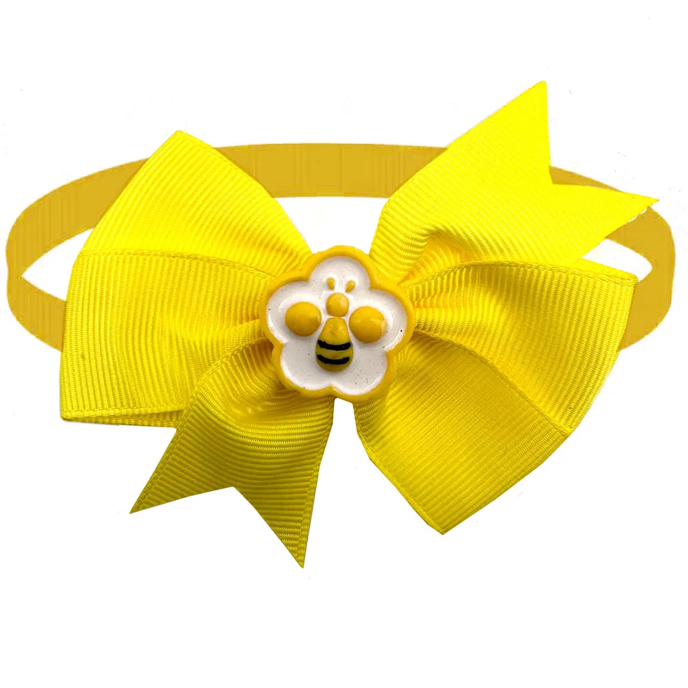 50pcs Puppy Dog Grooming Accessories Bee Flowers Style Cute Dog Bows Pet Dogs Bow Tie Necktie Bowknot Dog Bowties Supplies