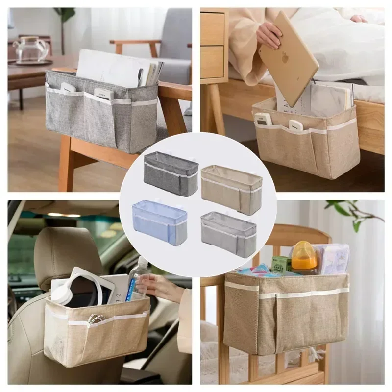 1pcs Multifunctional Bedside Sofa Hanging Storage Bag, Fabric Hanging Basket Bedside Shelves for Dormitory and Apartment Storage