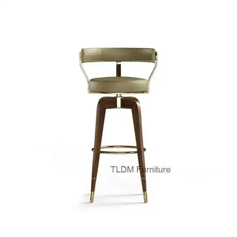 

Luxury American Bar Chair Stainless Steel Modern Creative Chair for Kitchen Reception Bar Stool Solid Wood High Stools