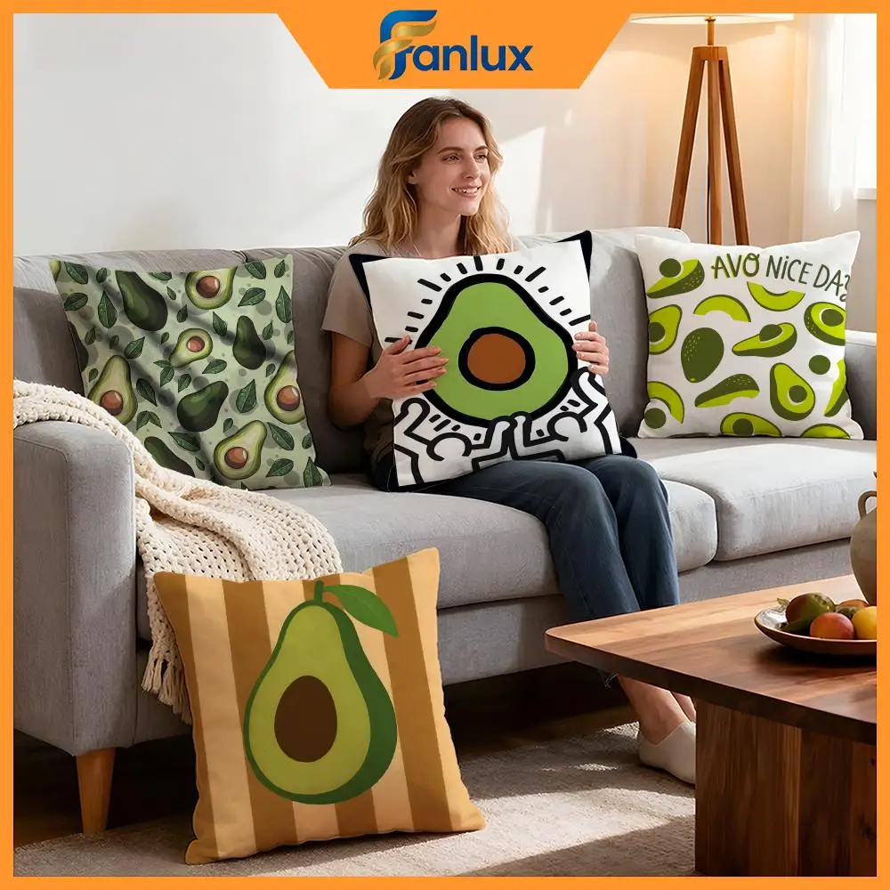 Pattern Avocado print Cushion Cover 4Pcs Decorative Covers Soft Cushion Case for Sofa Couch Decor 40x40 45x45 Pillowcases
