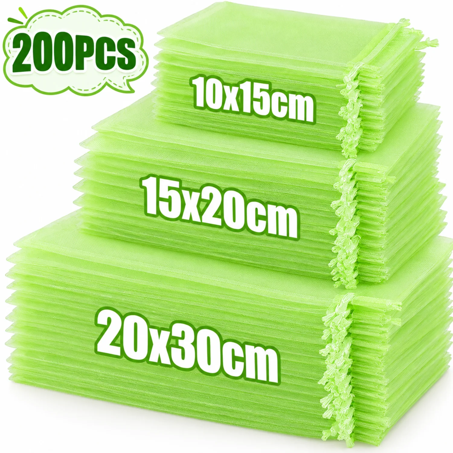 10-200PCS Garden Fruit Protection Bags Organza Bags Covers with Drawstring for Fruit Trees Netting Pouch Reusable Mesh Grow Bags