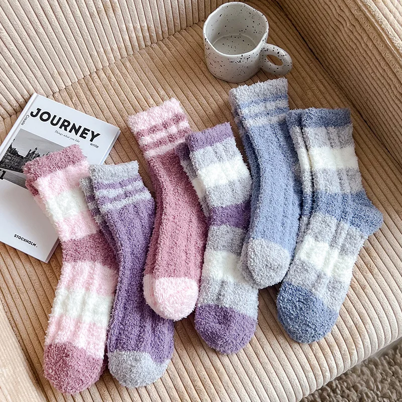 6 Pairs Women's Fuzzy Socks Fleece Fluffy Cabin Plush Warm Sleep Soft Cozy Winter Adult Gifts Sock Crew Tube Length