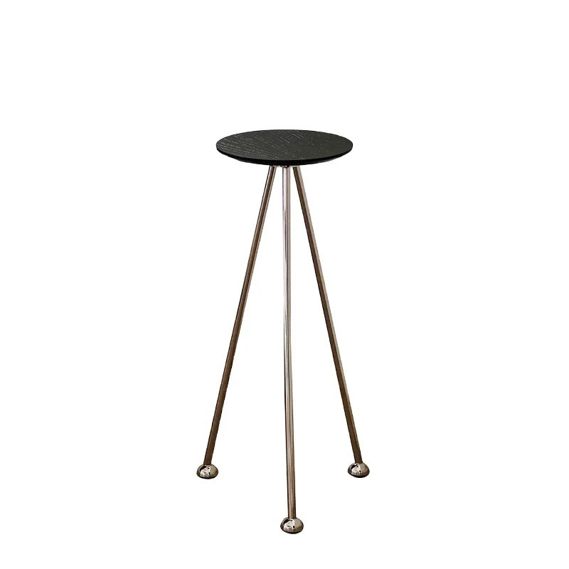 Simple and modern stainless steel small coffee table round table projection flower frame balcony small bedside small corner rack
