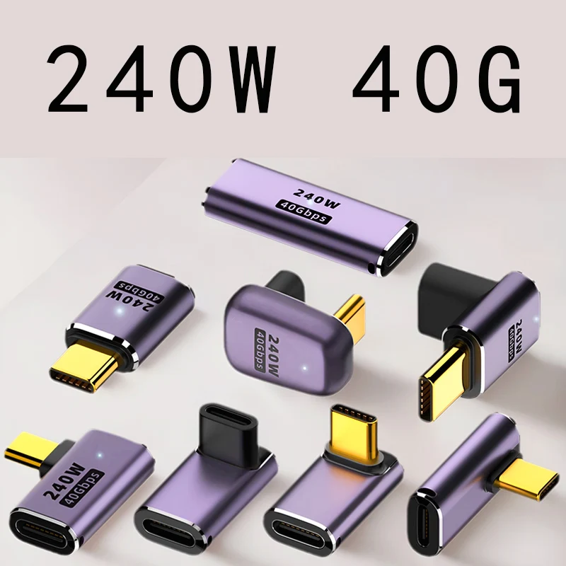 Adaptador USB C fêmea para fêmea com vídeo PD 240W 40Gbps 8K 60hz compatível com Thunderbolt 4/3, MacBook Pro/Air, iPad, USB-C HUB