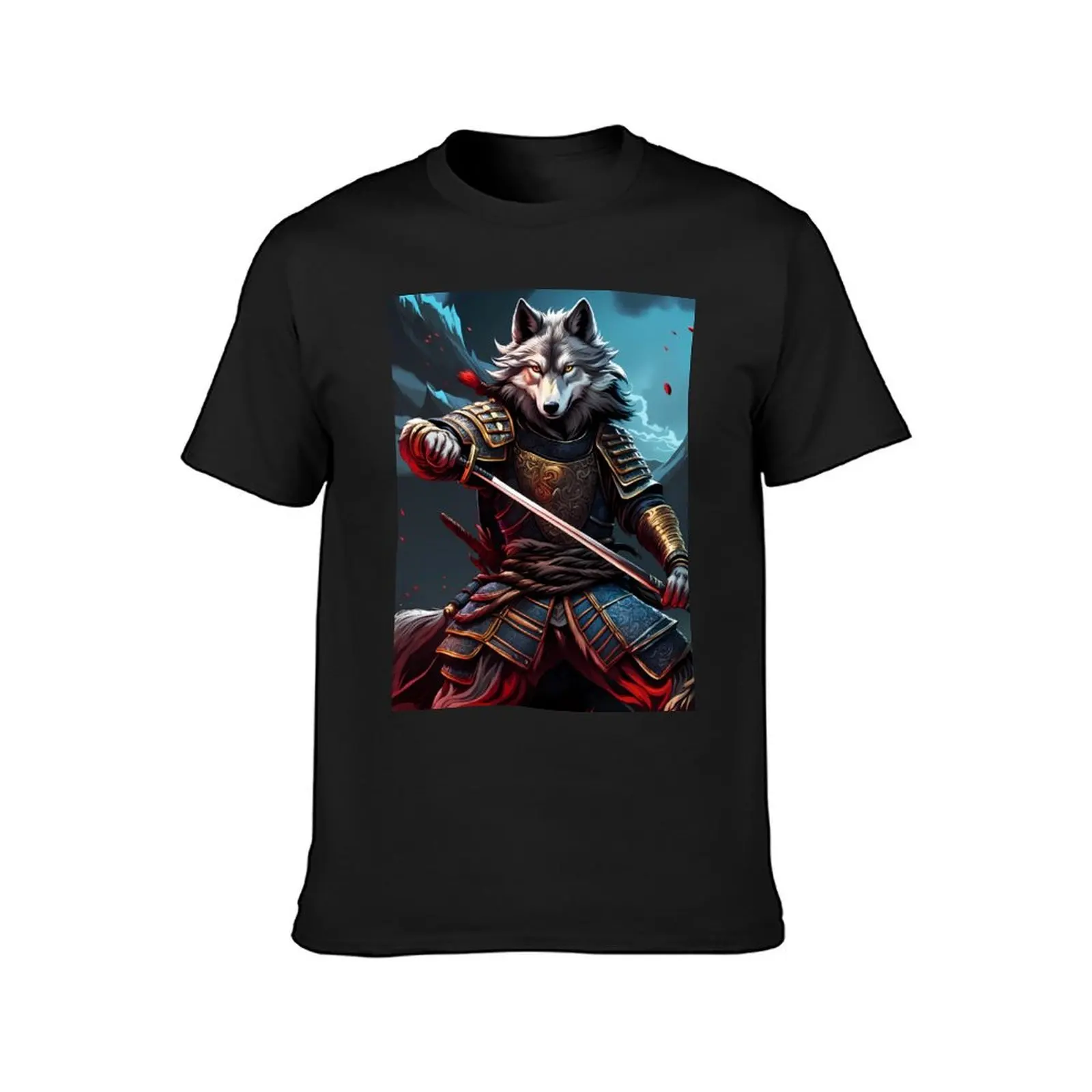 Wolf Samurai, Ai Generated Art T-Shirt tees summer clothes vintage tshirts for men