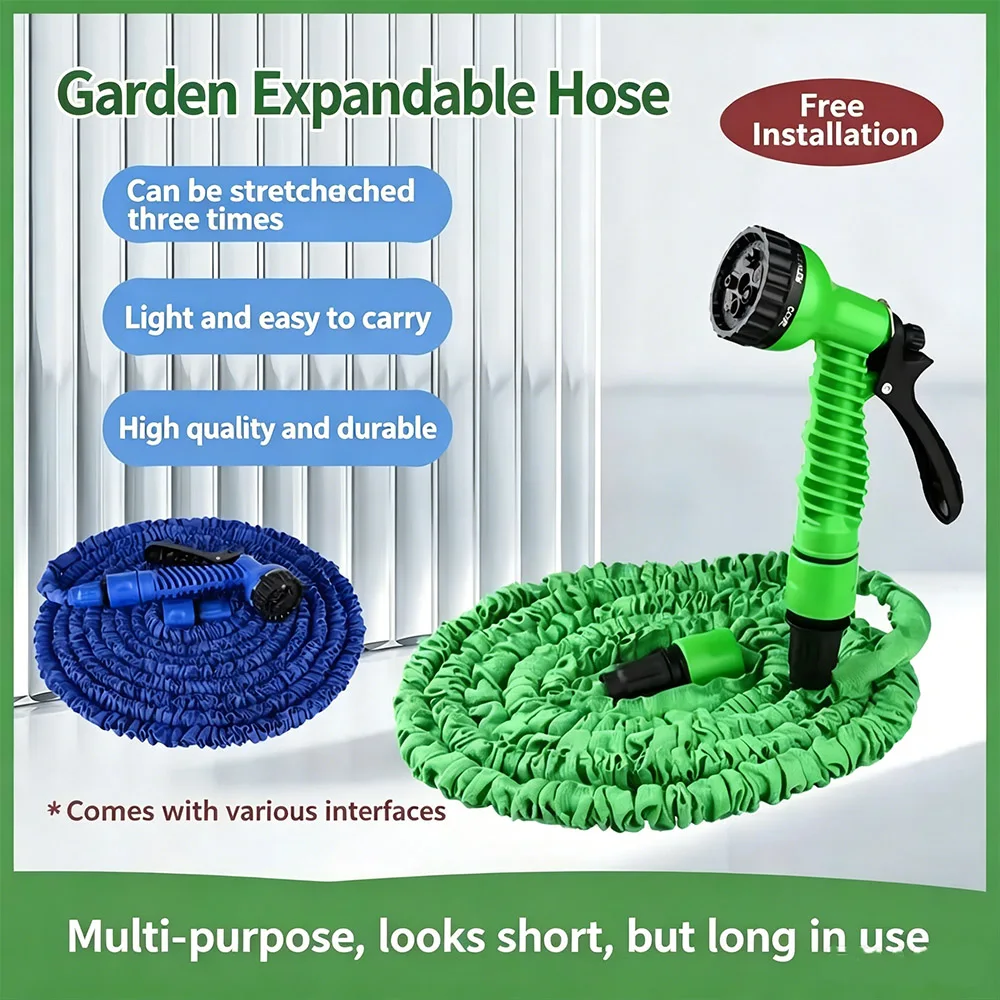 High Pressure Water Gun with 25FT-100FT Retractable Hose Multifunctional Tool for Car Cleaning Garden Watering Floor Washing