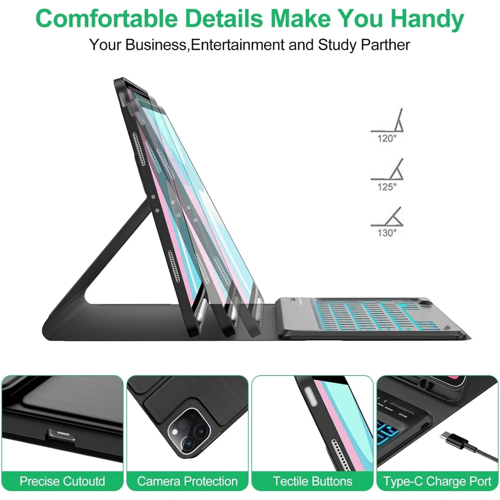 حافظة لوحة المفاتيح والماوس لـ OPPO Pad 2 2023 PAD2201/2202 11.6 بوصة غطاء لوحة المفاتيح اللاسلكية القابلة للفصل مع حامل قلم مدمج