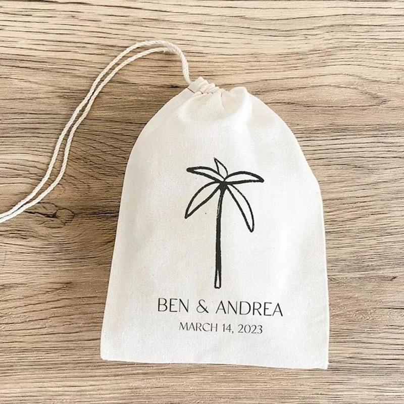 20PCS Cutom Palm Tree bag-Destination Wedding Welcome Bag-Beach wedding Party Bag-Tropical wedding Favors-Girls Trip Gift bag