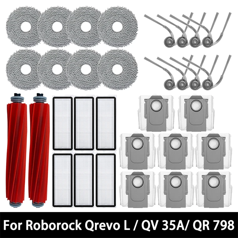 Pour Roborock Qrevo L /QV 35A / QV 35S / QR 598 / QR 798 pièces accessoires brosse latérale principale filtre vadrouille sac à poussière