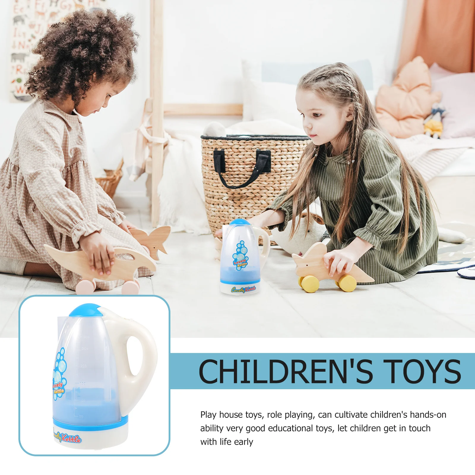 

1Pcs Children Educational Music Kettle Luminous Plastic Play House Simulation Role-Play Appliance Gift Kid Toys