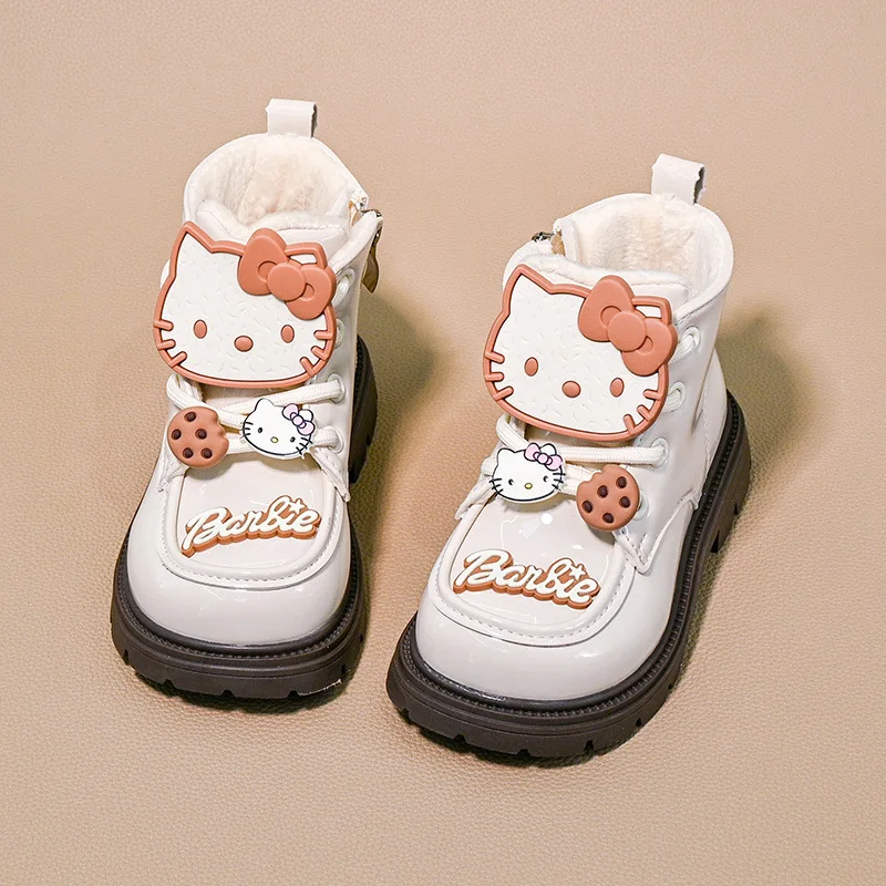 

Kids'Casual Shoes Ankle boot PU Leather Winter Shoes For Girls Soft Bottom Anti-slip Thick Bottom Warm White Size 23-35