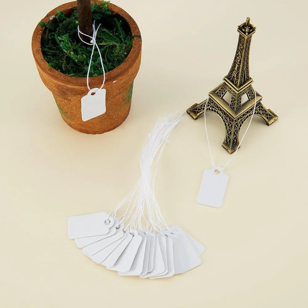 Price Tags 500 PCS Rectangular White String Marking Tags Gift Tags Jewelry Price Tags Clothing Display Tag Price Label view 4
