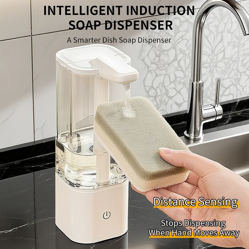 

550ml Kitchen Automatic Liquid Soap Dispenser USB Rechargeable AutoSensing Touchless Hand Sanitizer Dispenser Bathroom Dispenser