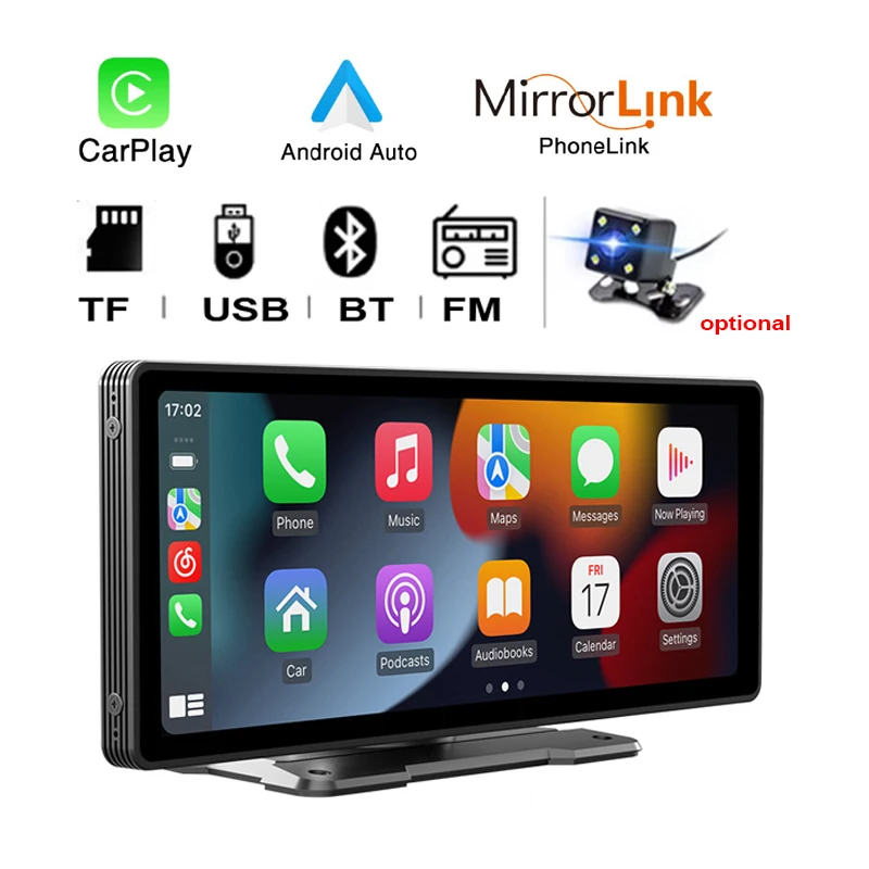 10.26inch Multimedia Player Screen WIFI Video Carplay & Android Auto & Mirror Link Parking Rear Camera for IOS Android Phones