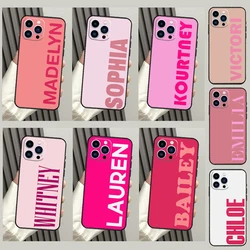 Pink Personalized Custom Name Monogram For iPhone 16 15 14 13 12 11 Pro Max X XS XR Plus Phone Case Accessories
