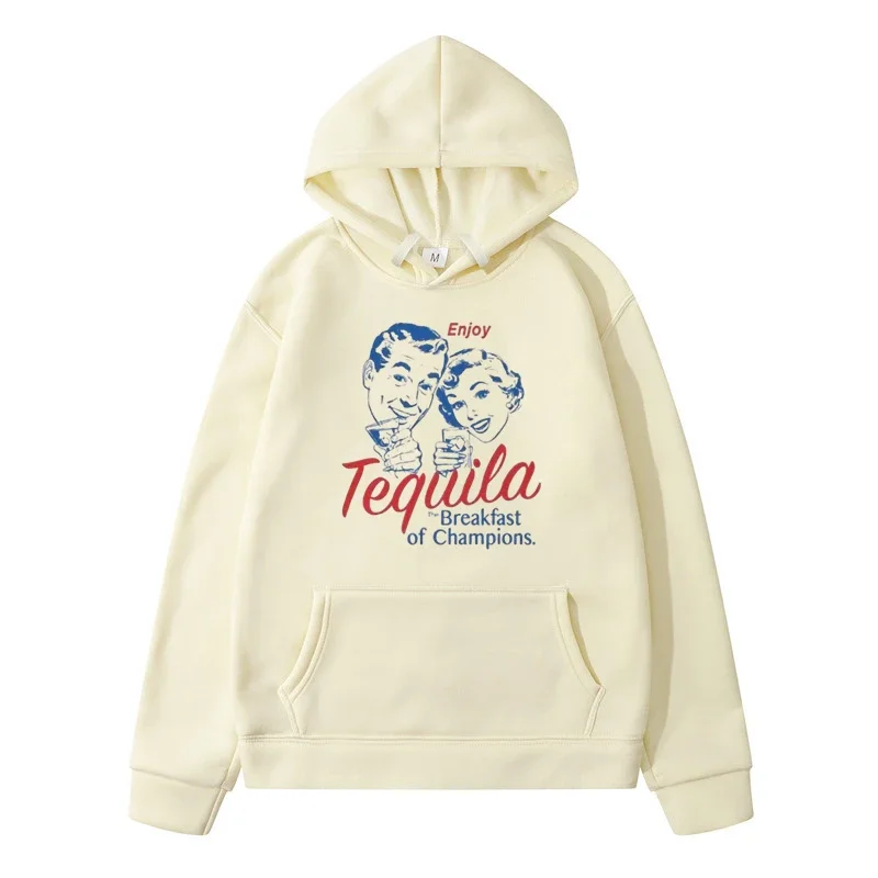 

Enjoy Tequila Retro Graphic Hoodie Women Cute Funny Alcohol Drinking Hoodie Vintage Fashion Hooded Tops Unisex Clothing