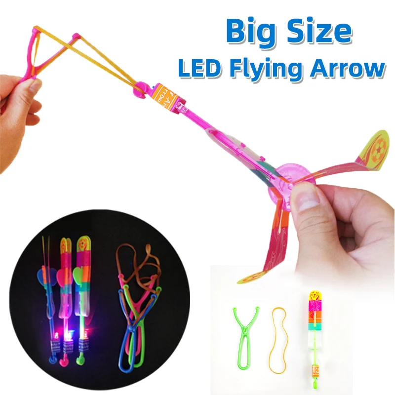 Amazing Light Toy Arrow LED Light Toys Outdoor Party Fun Gift Rubber Band Catapult Glow In The Dark Rocket Helicopter Flying Toy