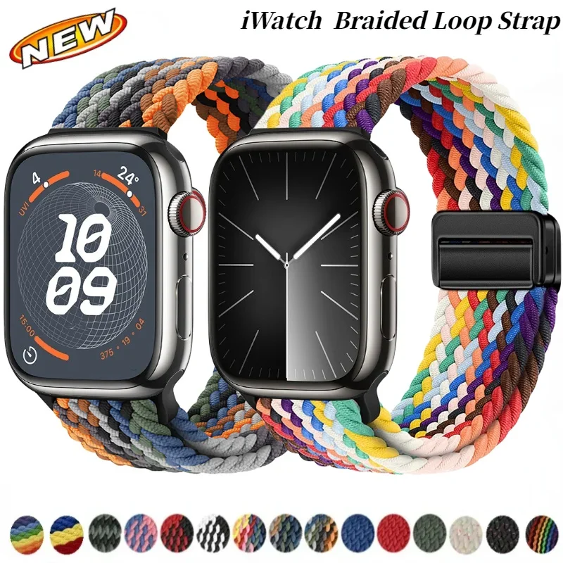 Correa de nailon trenzado para Apple Watch Band Ultra 2 49mm 9 8 7 41mm 45mm 6 5 4 SE 44/40mm pulsera elástica iWatch 10 46mm 42mm