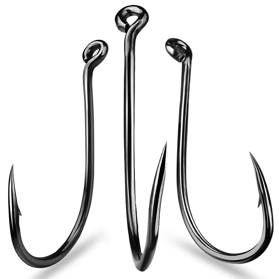 Offset Circle Hooks High Carbon Steel Octopus Fishing Hooks Black Catfish Fishing Hooks Freshwater Fish Hooks 19 Sizes 19-22#