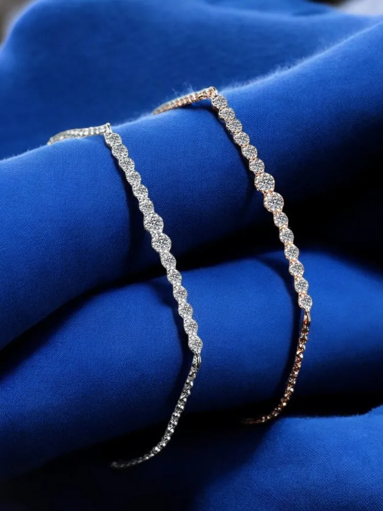 925 silver chain bracelet Moissanite Bracelet Row for Women Ins Cool Feeling Wedding Fine Jewelry is suitable for daily wear