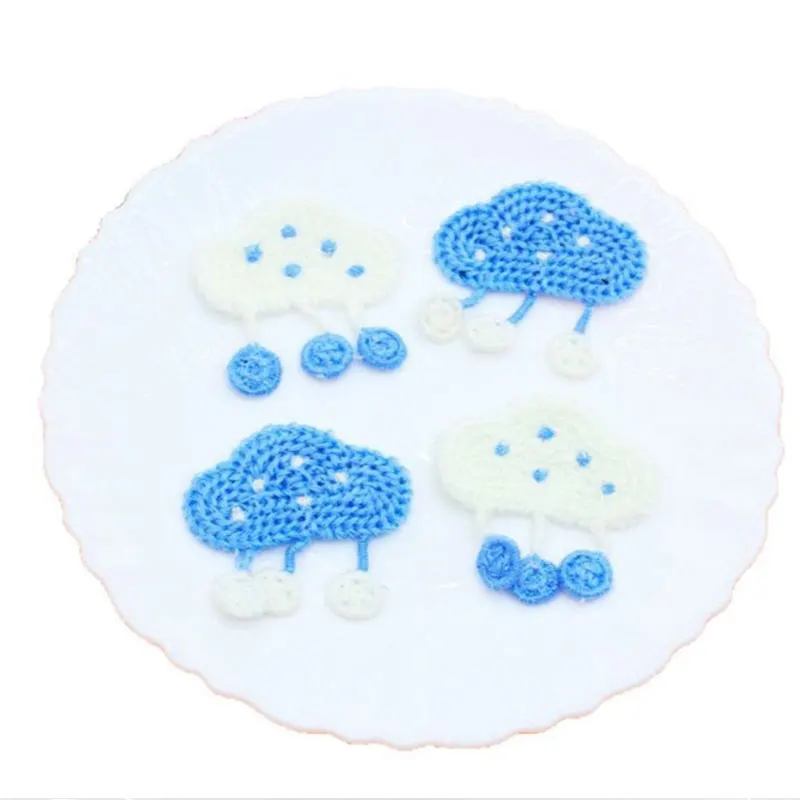 20 Stück gestrickte Stickereien mit Cartoon-Motiven von Regenwolken zum Verzieren von Kleidung, Schuhen und Hüten – ideal für DIY-Projekte. – Detail 4