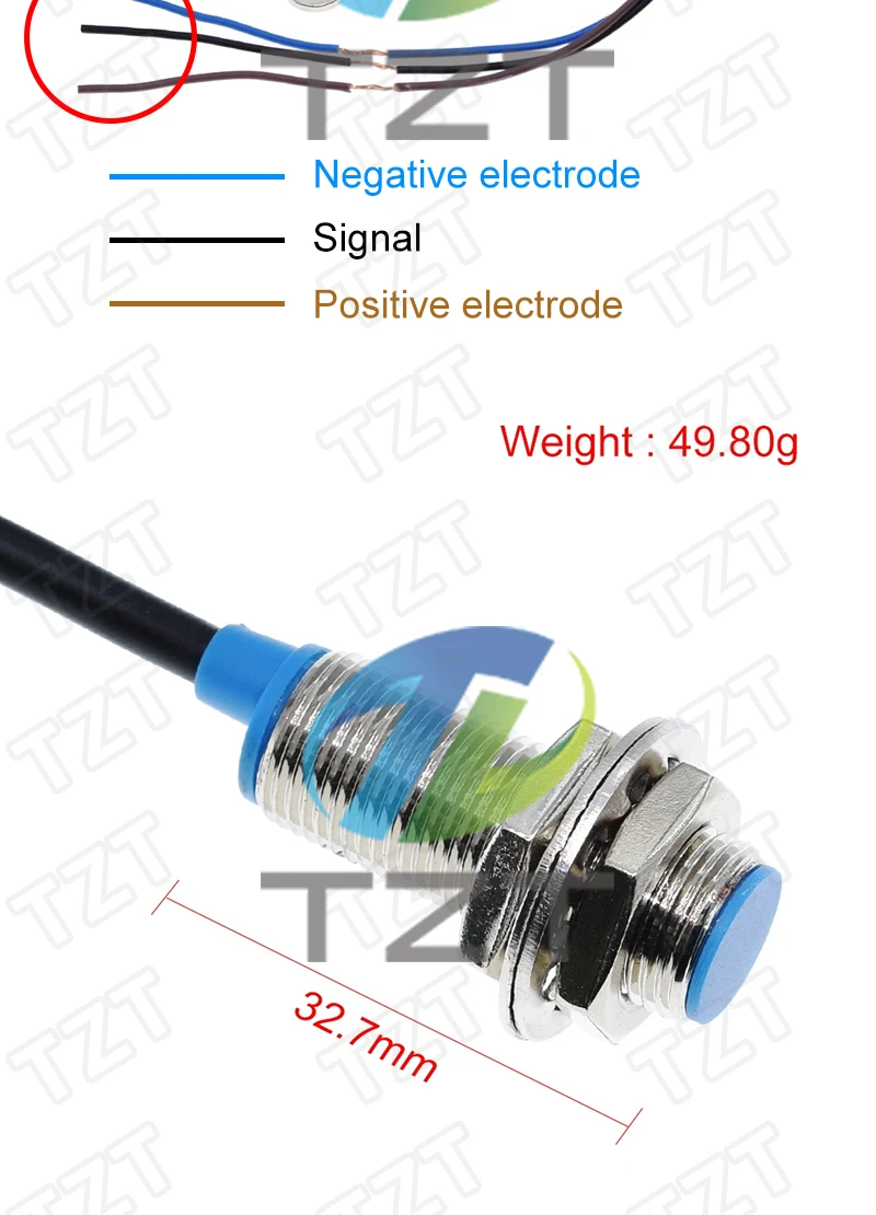 TZT 1/3PCS NJK-5002C Hall Effect Sensor Näherungsschalter NPN 3-Drähte Schließer + Magne für Arduino – Detail 2
