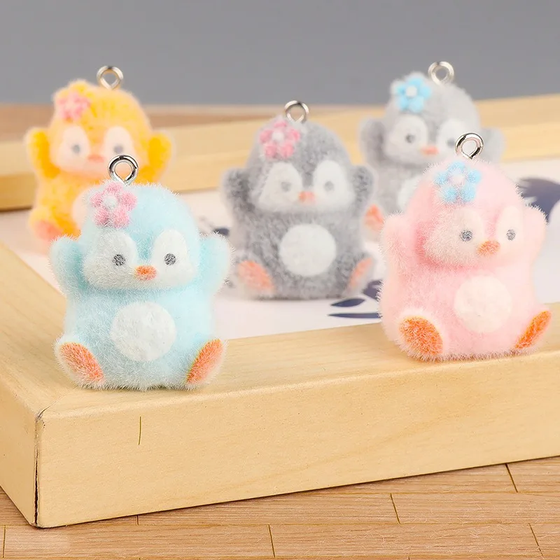 1/5 قطعة الكرتون يتدفقون البطريق سلسلة هواتف أفخم الراتنج الحيوان سلاسل المفاتيح لحقائب الظهر سماعة سيارة الأشرطة Keyrings الحبل