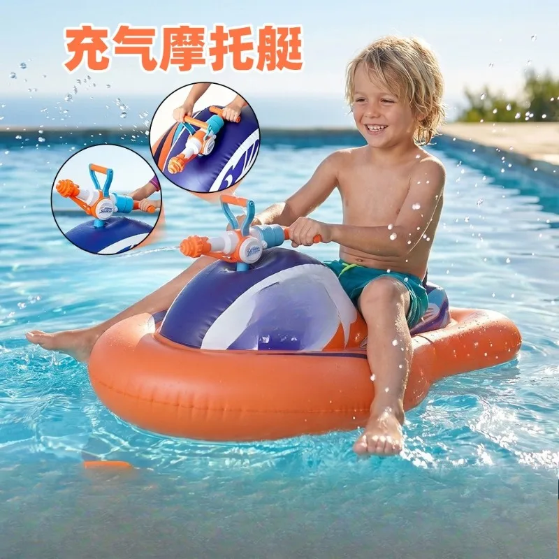 Children's Water Motorboat Pool Toys Inflatable Mount Swimming Ring Water Toys Motorboat