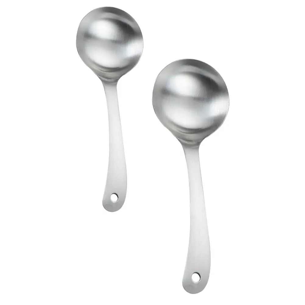 

2Pcs Stainless Steel Soup Spoons Premium Food Serving Spoons Ergonomic Handle for Rice Soup Buffet Restaurant Home Kitchen
