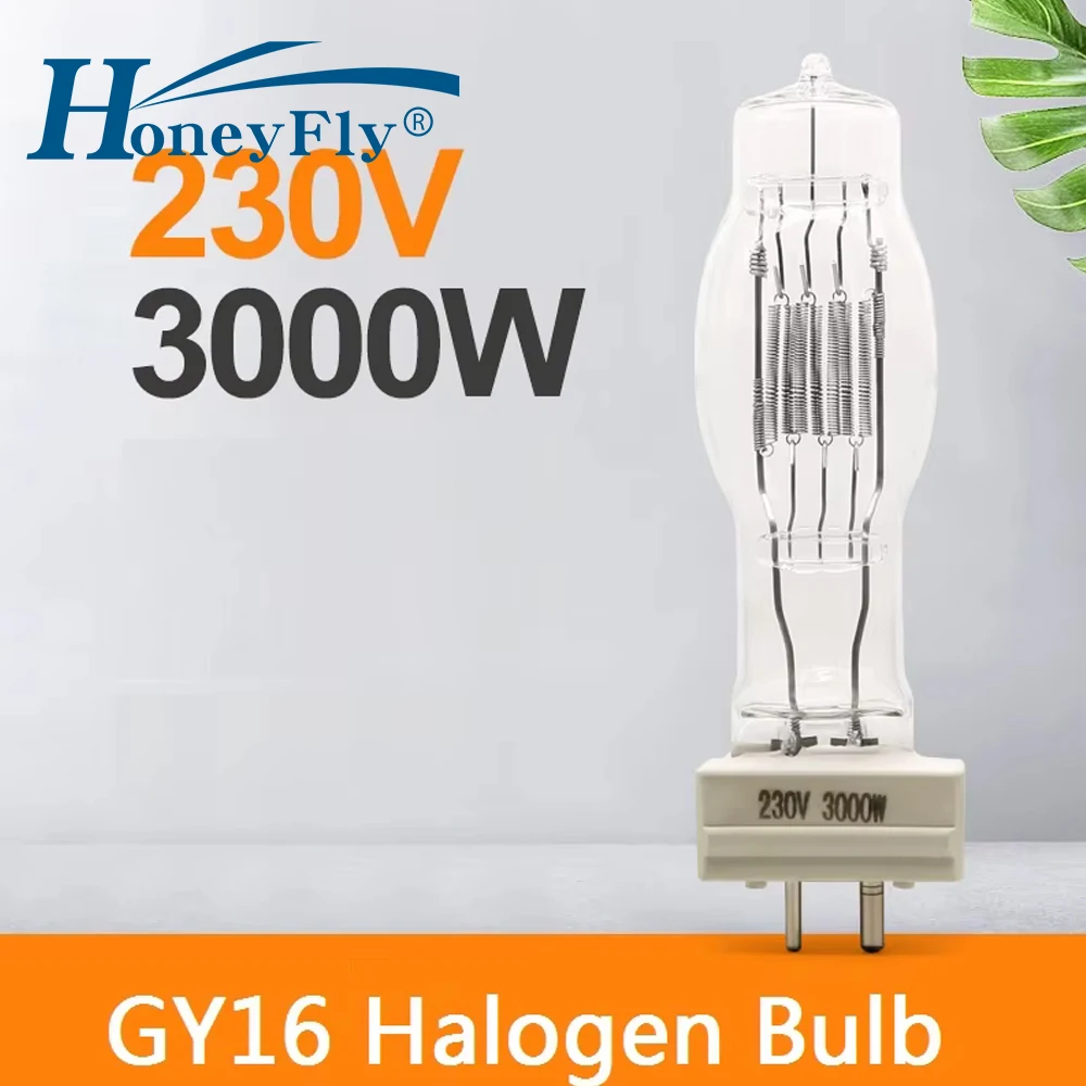 

Лампа галогенная HoneyFly GY16 морская, 230В 3000Вт, капсульная, прозрачная, прожекторная, для авиационных судов, сценического освещения, теплый белый свет