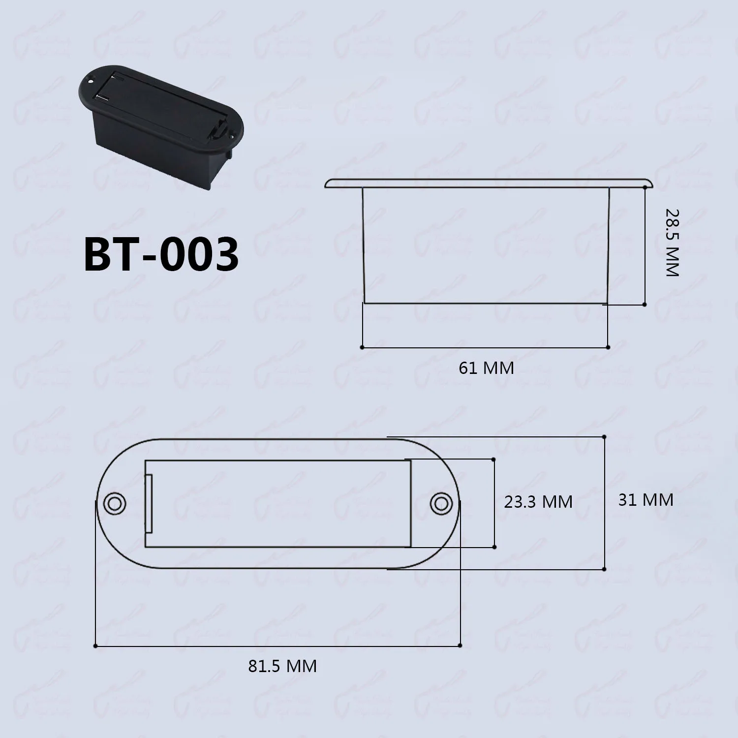 9V Battery Box / Battery Case For Electric Guitar Bass / Active Pickup