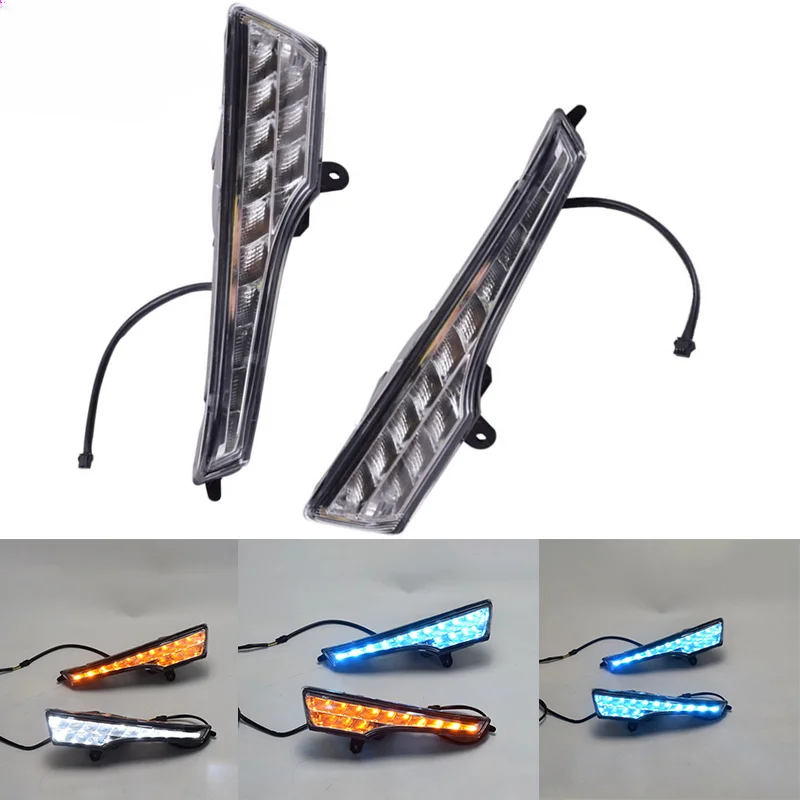 

2Pcs 2 3 Colors Auto DRL 12V LED Bumper Daytime Running Light Turn Signal Fog Lamp For Nissan Teana ALTIMA 2013 2016 2015 2016