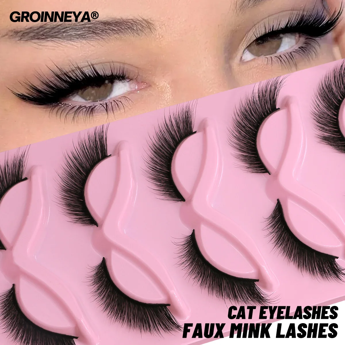 Cat Eye Lashes Mink Eyelashes 3D Curl Winged Natural Realistic Messy End Eye ElongaCat Eye Lated False Eyelashes Soft Fake Lashe