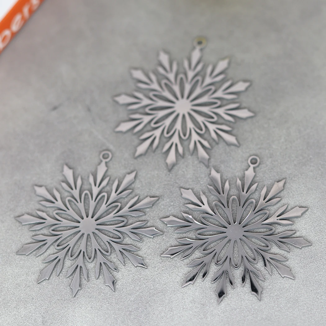 3pcs Exquisite Snowflake Charms for Jewelry Making DIY Craft Tassels Earrings Necklace Women Christmas Stainless Steel Pendant