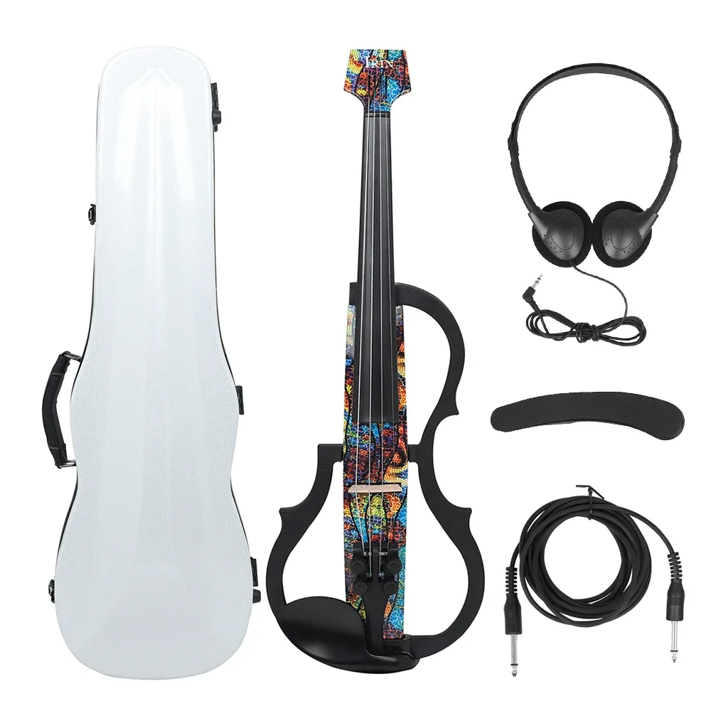 

Headless Electric Violin 4/4 Carbon Fiber Fiddle With Bow Carry Case Headphone Cable Shoulder Rest Violin Parts & Accessories