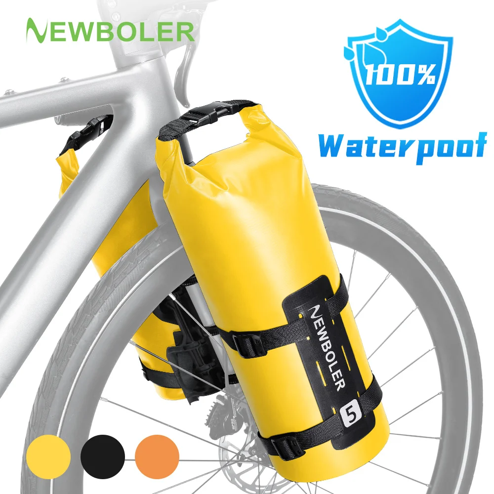 

NEWBOLER 5L Портативная водонепроницаемая сумка на вилку велосипеда, сумка для электросамоката, передняя сумка для велосипеда, сумка на вилку велосипеда