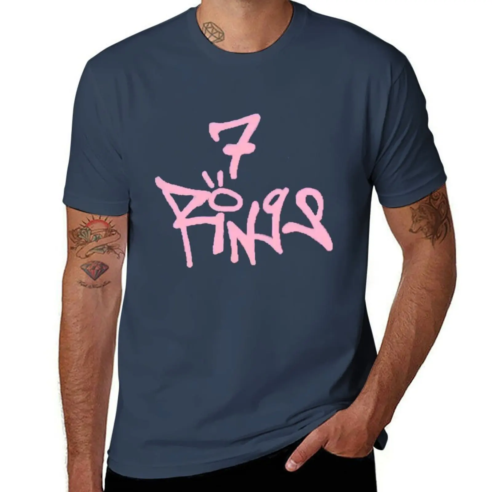 

7 rings (pink title) - Collection T-Shirt Casual Lightweight Short Sleeve Top
