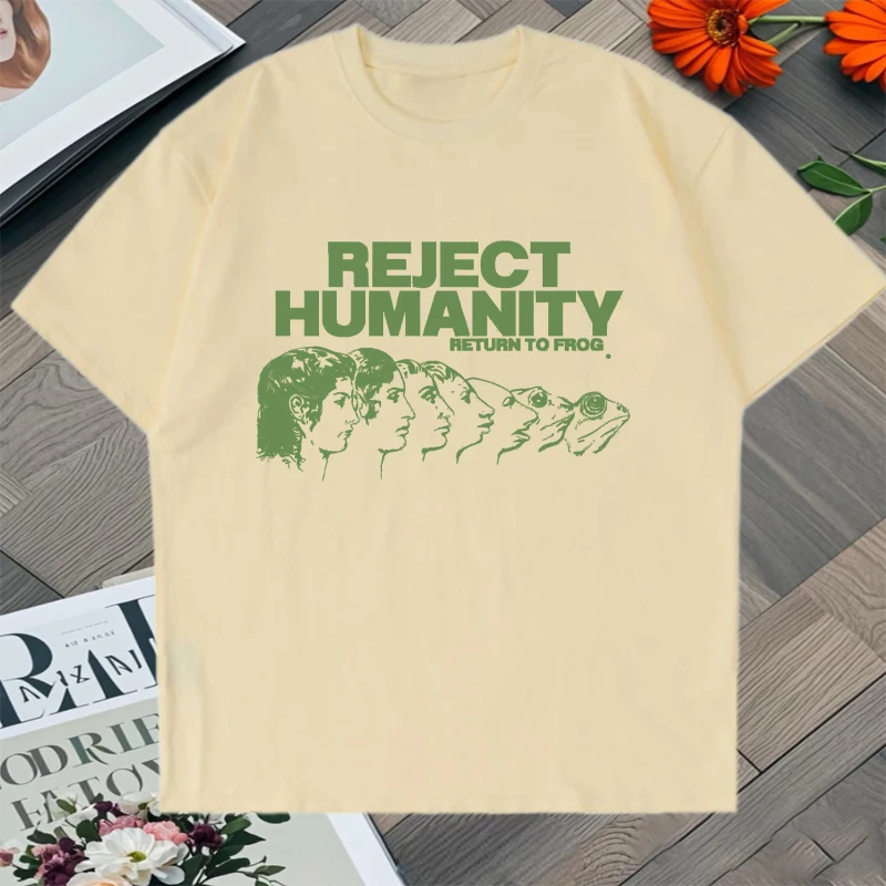Reject Humanity Return To Frog Humor Meme Graphic T shirt  Men Women Tee shirt Hot Sale short sleeve T-shirts popular Unisex Top