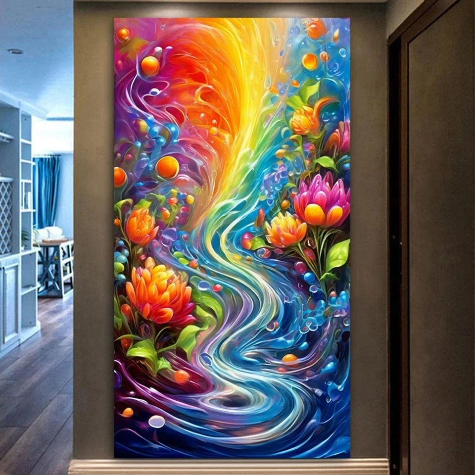 Large Size Diamond Painting Kits Abstract Color Flowers Diy Full Mosaic Embroidery Fantasy Water Ripple Scenery Picture