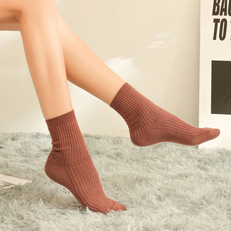 Women Socks 100 Cotton Fashion Trend Solid Color Women\'s Socks Pure Cotton Woman Socks Happy Girls Socks Short Crew Ankle Socks