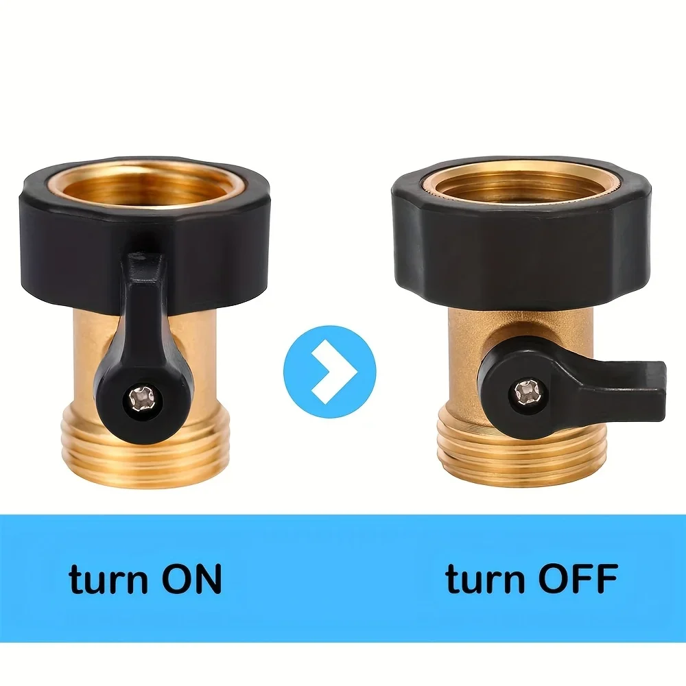 1pc Brass Garden Hose Shut-off Valve, One-way Flow Restrictor, Hose Connector