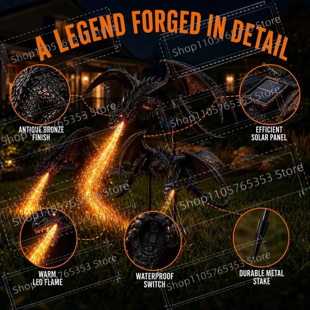 2026 Solar Dragon Fire Garden Light,Solar Dragon Fire Garden Decoration Create Your Own Garden