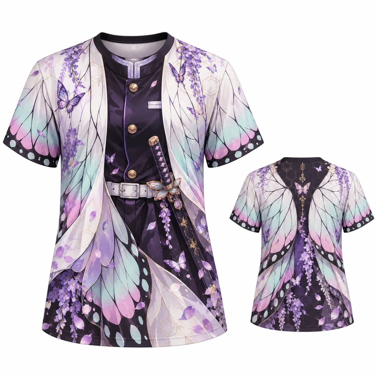 Shinobu Kocho Demon Slayer Graphic T Shirt Women Adult Anime Butterfly Costume Print Short Sleeve Casual Top