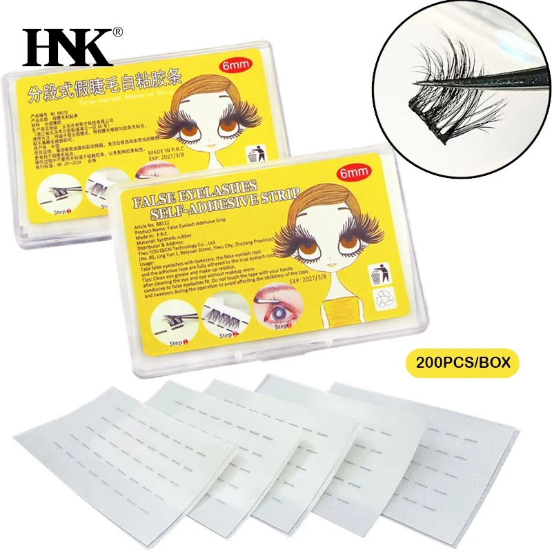 40-200pc Reusable Self-Adhesive Eyelash Glue Strip False Eyelashes Extension Lashes Glue No Glue Hypoallergenic Makeup Tools